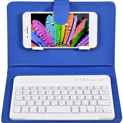 BSTOB Tastiera Bluetooth Wireless Portatile con Custodia in Pelle, Tastiera Bluetooth Wireless Universale per Smartphone iOS Android e da 4,5-6,8 Pollici