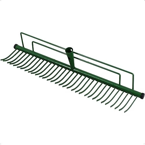 Rekord - Rasenrechen 60 cm - 32 Zinken Stahl-Bügelrechen für Laub & Moos | Verzinkter Gartenrechen ohne Stiel für 28 mm Aufnahme - Harke zur Rasenpflege & Belüftung mit 1,5 cm Zinkenabstand