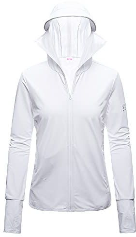 ANUFER Damen UPF50+ UV-Schutz Jacke Mit Kapuze Leicht Schnelltrocknend Draussen Aktivkleidung SD5A025 Weiß 36