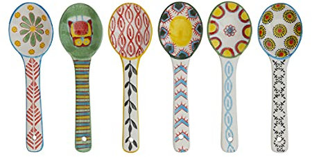 Ceramic Coffee Spoons Set of 6 – Multipurpose Teaspoons for Espresso/Tea/Dessert | Assorted Bright Colors, Lead-Free | Dishwasher/Microwave Safe | Cute Decorative Spoons for Kitchen & Gifts