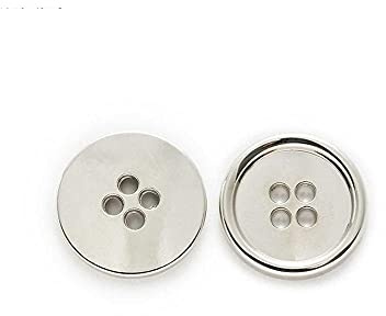 10 PCS Metal Buttons Suit Shirts Coats Sewing Round Retro 4-Hole Buttons for Clothes Decoration Handmaking (Silver, 18mm)