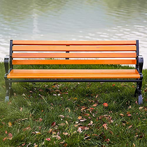 Geling Gartenbank aus massivem Teakholz, Parkbank Mit Rückenlehne, 3-Sitzer in Holzoptik, extra stabil,150cm