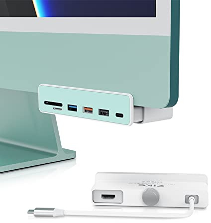 ZIKE USB-C-Hub für iMac M1/M3, 7 IN 1 USB-C-Adapter mit 4K HDMI, USB-C-5Gbps,SD/TF, 2 USB3.0 und USB2.0, Hub für iMac 24 Zoll, MacBook Air/Pro und Typ-C-Gerät, Kommt mit Sieben farbigen Aufklebern