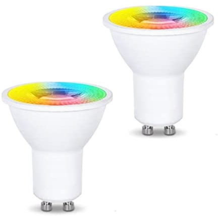 JANDEI – Smarte LED-Lampe, WLAN-Steuerung, RGB + CCT dimmbar, kompatibel mit der Tuya Smart App, Smartlife, Amazon Alexa und Google Home. Geringer Stromverbrauch (GU10 6 W, 2 STÜCK)
