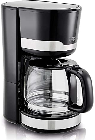 KHG Kaffeemaschine KA-129 SE2 Single aus Edelstahl/Kunststoff in schwarz, Kapazität für 12 Tassen, mit Glaskanne 1,5 Liter, Permanentfilter, Abschaltautomatik, Wasserstandsanzeige, Tropfstopp