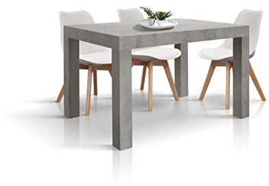 PAZZO DESIGN Tavolo Allungabile Anna, Grigio Cemento, Tavolo Cucina, Tavolo Sala Da Pranzo, Tavolo Soggiorno, Made in Italy, 120x80x76 cm - id_1897