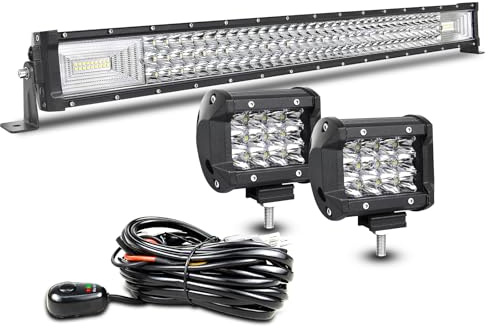 AUXTINGS LED Zusatzscheinwerfer Scheinwerfer mit 3 Reihen 82 cm 405W LED Nebelscheinwerfer + 10cm led arbeitsscheinwerfer für Geländewagen ATV AWD SUV 4x4 Pickup, 12V 24V wasserdicht