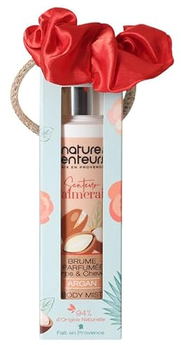NATURE & SENTEURS - Coffret Brume Parfumée Argan & Rose 100ml + Chouchou - Hydratation pour Corps et Cheveux - Fabriqué en France - Idée cadeau
