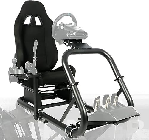 Minneer Rennsimulator Cockpit mit schwarzem Sitz passend für Logitech G29 G920 G923, für Thrustmaster248PS T248 T300RS, 50MM Gewichtskapazität 400 lbs, einstellbar, nur Ständer