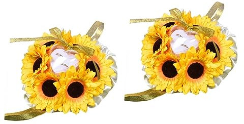 ABOOFAN 2stücke Unique Sunflower Design Pillow Für Hochzeiten Gelbes Hochzeitsringkissen Mit Eleganter Stickerei Für Trauungen Und Verlobungen Kompakt Und Weich Für Optimalen Schutz