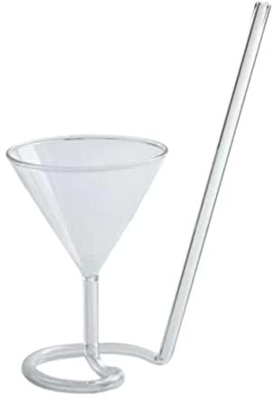 HEMOTON Transparentes Einzigartiges Glasbecher Trinkhalm Langer Cocktailglas-stil Geschwungener Mund Feine Verarbeitung Geeignet Für Bar Party Und Geschenke