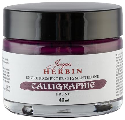Jacques Herbin 11378T - Pigmentierte Tinte, ideal für Kalligraphie- und Kunstprojekte, Flakon 40ml, Pflaume, 1 Stück