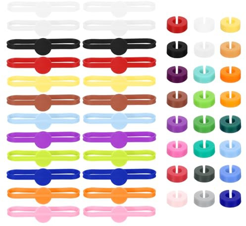 sourcing map 48Pcs Wine Glass Markers, Silicone Drink Marker Wine Glass Charm Markers Tags for Glasses Cup, Beer Bottle, Cocktail Glass, Labels Ring/Strip