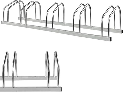 Crystals Bike Rack for 5 Bikes - Bicycle Floor or Wall Mount Stand - Cycle Stand for Bike Storage Outdoor Garage - Steel Bike Stand, Silver (5 Bikes Stand)