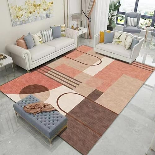 Teppich Rosa Geometrie Flauschig Kurzflor,Mikrofaser Super Weich,Anti-Rutsch,Waschbar,Teppich Webteppich Für Wohnzimmer,Flur,Schlafzimmer Teppichläufer 120X160Cm
