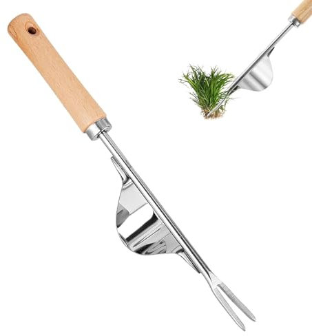 Désherbeur Manuel Acier Inoxydable | Couteau Désherbeur avec Manche en Bois | Arrache Mauvaise Herbe pour Creuser, Sarcler, Détacher | Cadeaux pour Jardiniers et Jardinières