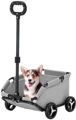 1-teiliger Kinderwagen für kleine Hunde – Haustierwagen, rollender Hundekäfig-Kinderwagen | Leichter zusammenklappbarer Trolley-Hundewagen, kleine Haustierwagen für Reisen, Einkaufen, Spazierengehen