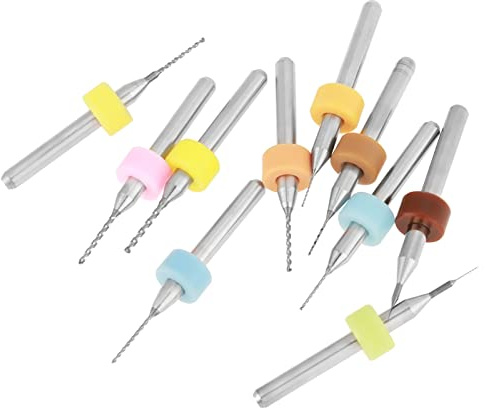 10-teiliges 0,1-, 1,0-mm-Wolframkarbid-Mikrobohrer-Set, Werkzeug für Leiterplatten, Scharfe Schneide, Großer Schrott-Entladungsraum, Einfacher Austausch mit Au