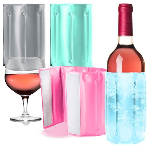 COM-FOUR® 4x Flaschenkühler für unterwegs - Kältepack mit Verschluss - Kühlmanschette zum Kühlen von Bier, Wein und Softdrinks - Sektkühler (4 Stück - 32.5x15cm)