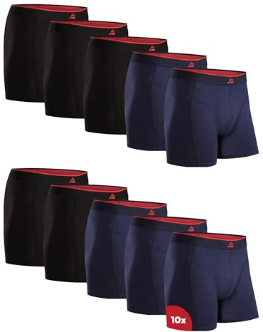 DANISH ENDURANCE Bambukalsonger för män, luftiga, med eller utan gylf, 10-pack, 6-pack eller 3-pack, Flerfärgad (5x Svart, 5x Marinblå), 2XL