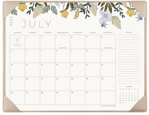 Desk Calendar 2026 with Desktop Mat, Cabbrix Large Desk Pad Calendar 22 x 17 Inch Runs From July 2026 to December 2027, Floral Design Calendar 2026 for Home School and Office (Apricot)