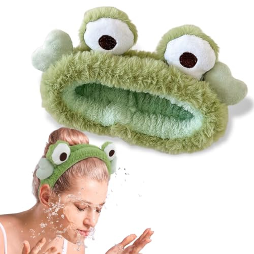 ZILZUFA Gesicht waschen Stirnband Frosch Spa Haarbänder Make up Haarband Niedlich Korallen Fleece Elastisches Abschmink Haarband Kosmetik zum Waschen Dusche Sport Schönheit Hautpflege