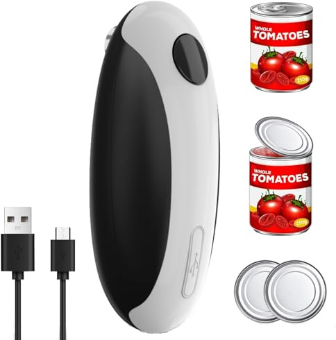 Abrelatas eléctrico, abrelatas eléctrico se adapta a todos los tamaños de latas, abrelatas eléctrico recargable por USB de un solo toque para cocina y personas mayores con artritis, chef, abrelatas