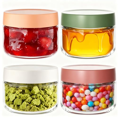 Senders 4 Pack 10 OZ Overnight Oats Jar, 300ml Glass Mason Jars with Lids, Glass Jars for Overnight Oats Salad Jars Fruit Yogurt Pudding Chutney Jam Spice (300ml)