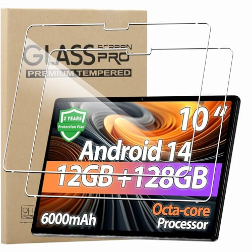 KZIOACSH Screen Protector for Ckypad Ctab 10/10 inch Android 14 Tablet, 2 Pack Ultra Clear Anti-Scratch Tempered Glass Film 9H Hardness Touch Sensitive Anti-Fingerprint Protective Screen Guard