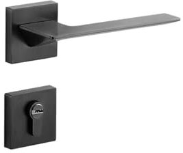 JAQVCTSC Serratura for porta interna magnetica silenziosa in lega di zinco, serratura for camera da letto, porta in legno, serratura nera a due ante(Steelgrayzincalloysplitlock227)