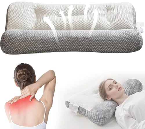 Oreiller anti ronflement – Oreiller ergonomique cervical – Oreiller apnée du sommeil – Coussin ergonomique cervical – Soutien cervical orthopédique,Pour les personnes dormant sur le côté,Le dos
