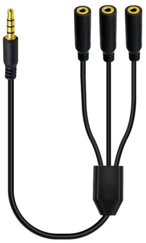 HUHANGGod 3.5mm Headphone Y Splitter Audio Cable (50cm) | 4Poles 1 to 3 Way 3.5mm (1/8) TRRS AUX Stereo Jack 1 Male to 3 Female Adapter Cord for Earphone,Headset,Laptop,Phone(3 Way)