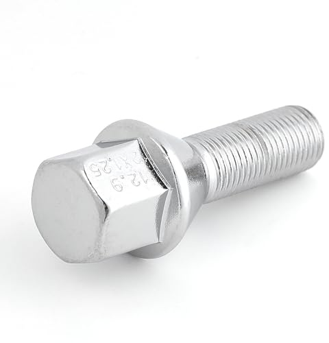 Ecrou Antivol, Goujon de Roue Lot de 4 Goujons de Roue M12 × 1,25, argentés, 28 mm, Utilisation adaptée pour Jeep, Dodge 200