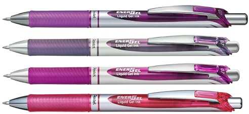 Pentel EnerGel XM BL77 Druck-Gelschreiber, 0,7 mm, 54% recycelt (Gelschreiber, Pink Set, 4er Set)