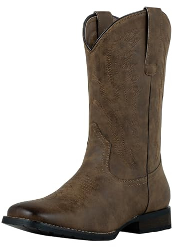 J's.o.l.e Stivali da cowboy da uomo, stile casual, con punta quadrata, colore: marrone, Marrone, 45 EU