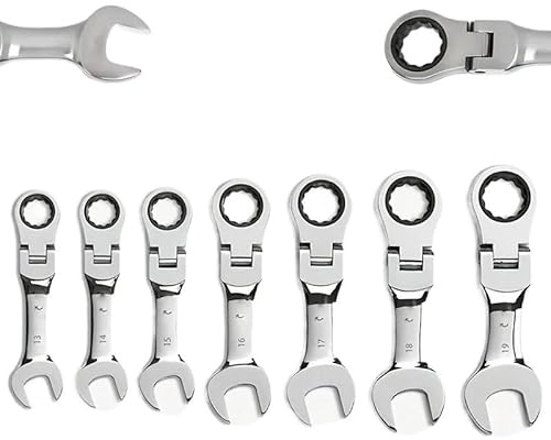 SkyjOy Set Chiavi Inglese Strumento Manuale metrico con Chiave Corta a cricchetto for riparazioni Auto e domestiche Chiavi Inglese(8-19mm)