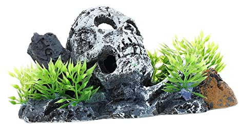 Toyvian Décoration Aquarium Résine Réaliste avec de Mousse sous pour Terrarium Aquatique Ornement Skull Simulation pour Accessoires Fish Tank