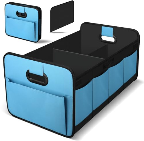 Kofferraum Organizer Auto, Faltbare Kofferraumtasche mit Fächern Tragegriff | Geräumige Aufbewahrungsbox ,Kofferraumtasche für Einkaufen, Camping & Auto Zubehör
