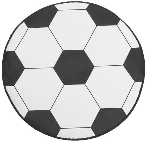 VILLFUL Tappeto Rotondo da Calcio 80 CM Antiscivolo Design Pallone Tappetino Insonorizzante per Sedia da Computer e Camera da Letto Ragazzi Decorazione Sportiva Lavabile per Casa e