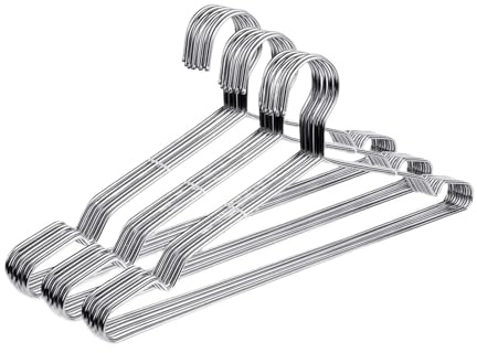 Grucce per abiti Gruccia for vestiti in filo metallico, in acciaio inossidabile resistente e durevole, antiscivolo, sottile salvaspazio, 16,5 pollici(30pcs)