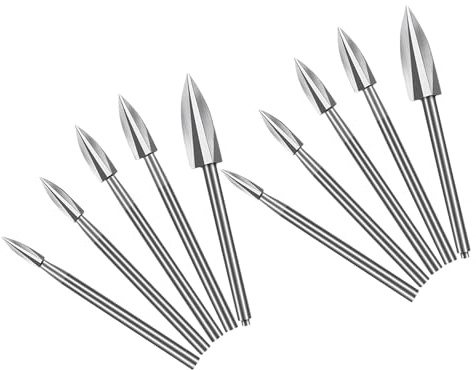 GARVALON 10 Pezzi Set da 10 Punte da Trapano Rotanti in Lega per Intaglio Legno 3-8 MM per Utensili Elettrici e Trapani Manuali, Punte per Fresatrice Incisione Artigianale Falegnameria
