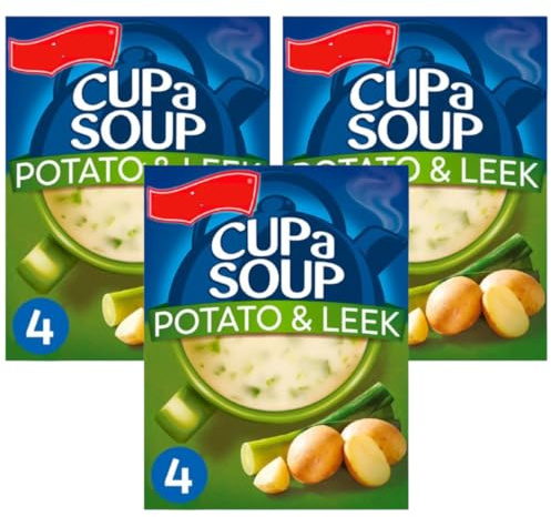 Cup A Soup Creamy Potato & Leek Instant Soup, 4 Sachets per Pack, Pack of 3, Low Fat, Vegetarian