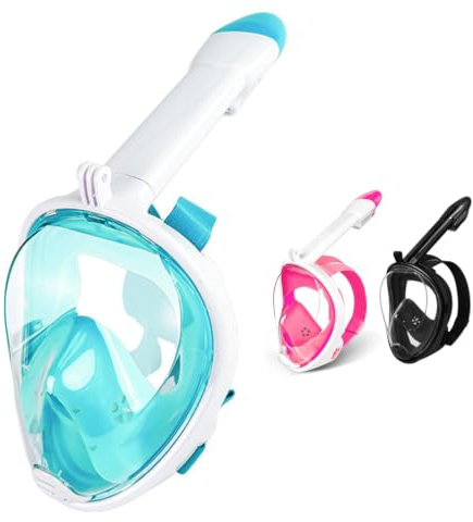 Snorkel Mask Full Face,180°view Snorkeling Gear with Panoramic Design-Compatible Sports Camera, Anti-fog, Anti-leak Technology for a Safe Adults and Kids Snorkeling Experience
