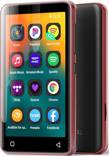 innioasis 16 GB MP3-Player mit Bluetooth und WLAN, MP3-Player, Apple Music, 4 Zoll Touchscreen, Android-Streaming, MP3, MP4-Player für Kinder Schwarz und Rot