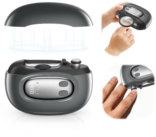 coupe ongle electrique main et pied avec 2 vitesses, lime a ongle electrique rechargeable et lumière led, coupe ongle bebe et senior（Noir）
