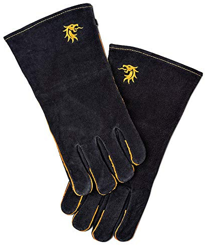 FLASH Hitzeschutzhandschuhe Leder, schwarz, 35 x 17,5 x 2,5 cm