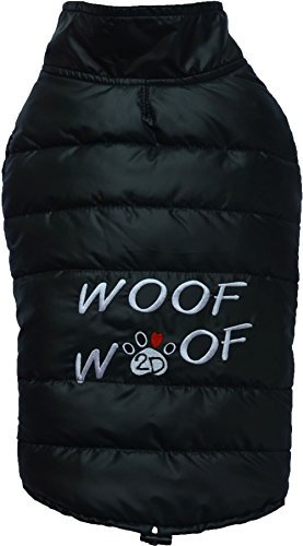 Doggydolly W381 Hundemantel/Hundejacke WOOFWOOF schwarz (XXL- Brust 56-58 cm Rücken 36-38 cm)