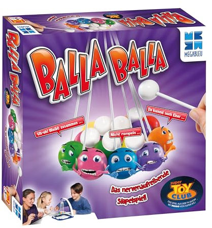 Megableu | Balla Balla | Spiel SUPER Toy Club | Lustiges Geschicklichkeitsspiel | Kinderspiel und Gesellschaftsspiel | Sei vorsichtig, sonst Fallen die Kugeln runter | Für 2 bis 4 Spieler ab 5 Jahren