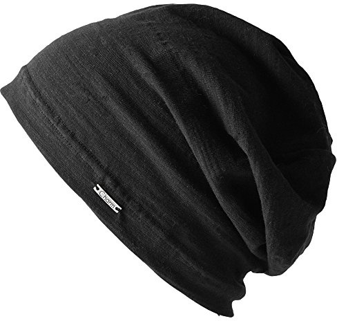 CHARM Cotton Summer Beanie for Men & Women - Slouchy Lightweight Chemo Headwear for Women, Hipster Fashion Slouchy Hat Black