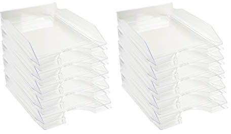 Exacompta - Cod.12323D - Confezione da 10 Vaschette portacorrispondenza Ecotray Office per formato A4+ - Impilabili - Capacità 500 fogli 80 gr - Dimensioni : 34,5 x 25,5 x 6,5 cm - Cristallo
